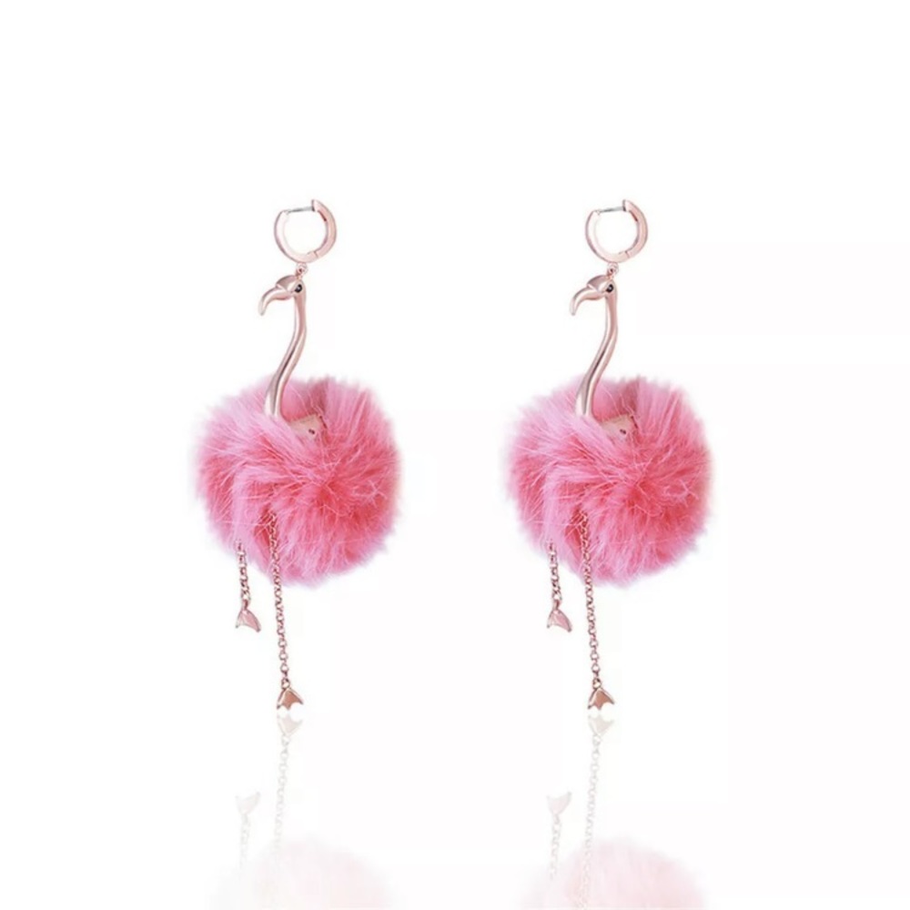 Kate Spade By the Pool Flamingo Pink Pom Pom Drop Earrings.